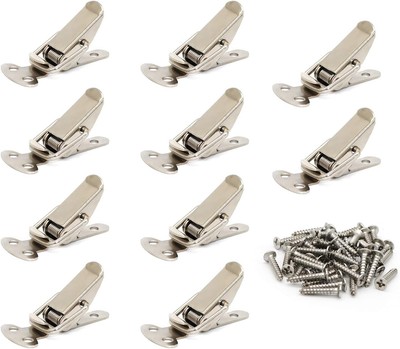 10 Pack Stainless Steel Spring Loaded Toggle Latch, Small Clamp Clip with Screws