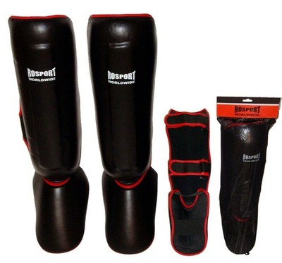 ROSPORT Schienbeinschoner Premium Echtes Leder Thai Kickboxen MMA Beinschutz
