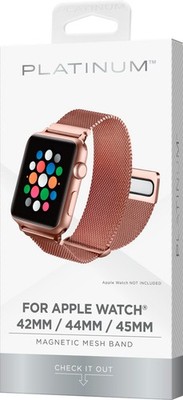   Platinum Magnetic Stainless Steel Mesh Band Apple Watch 42-49mm Rose Gold Ope