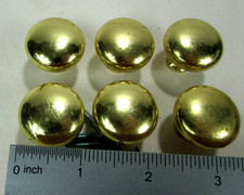 Vtg Gold-Tone Mushroom Style 1" Round Cabinet Drawer Pulls Knobs Set of 6