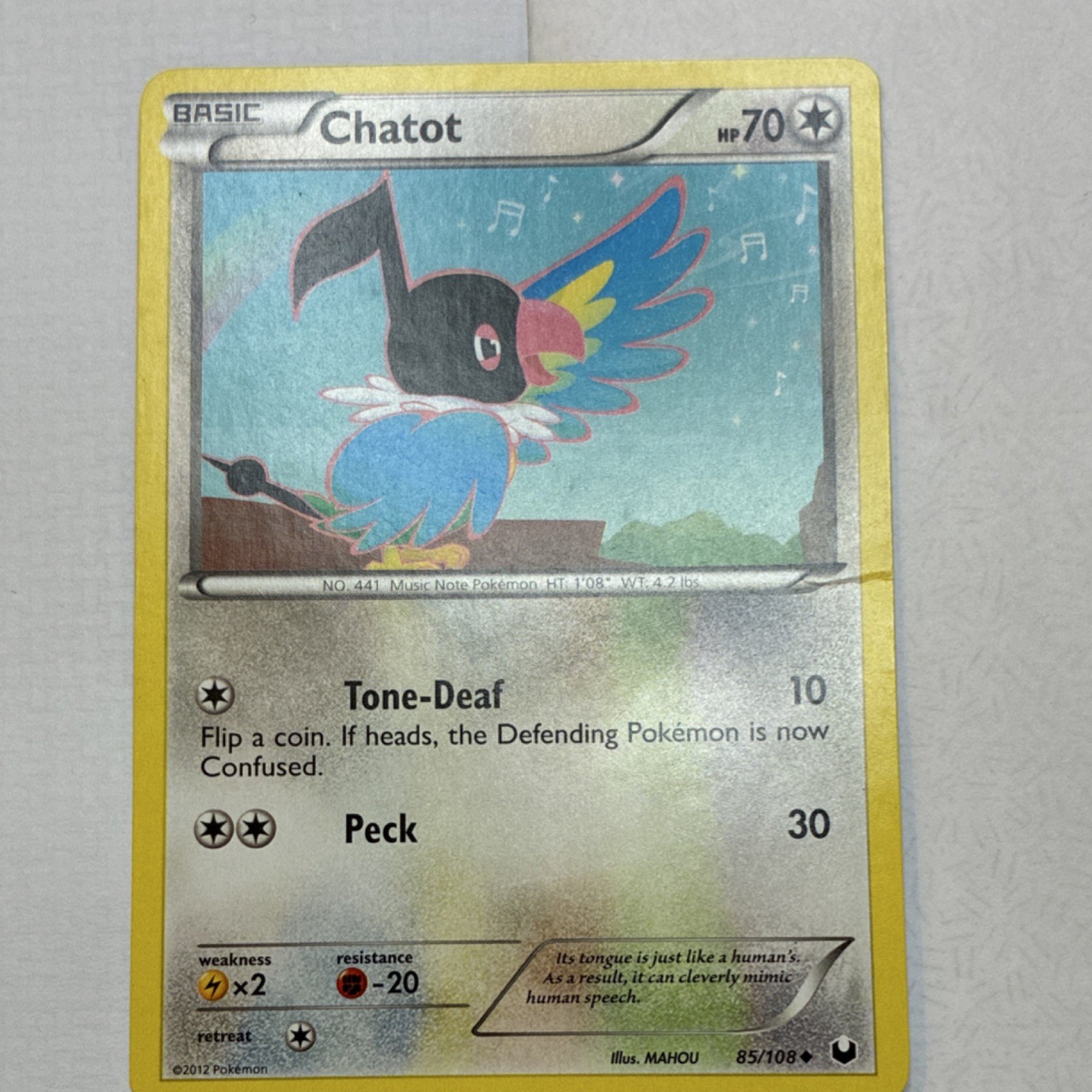 Pokémon Chatot 85/108 Dark Explorers Reverse Holo Uncommon 70HP English Card