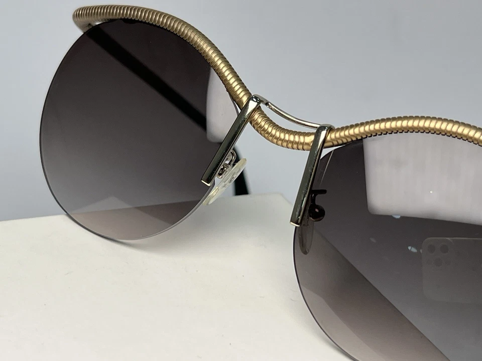 Nuevas Gafas de Sol Lanvin Originales SLN 050 Metal Dorado Redondas 55-140 Italia Foto 3 de 4