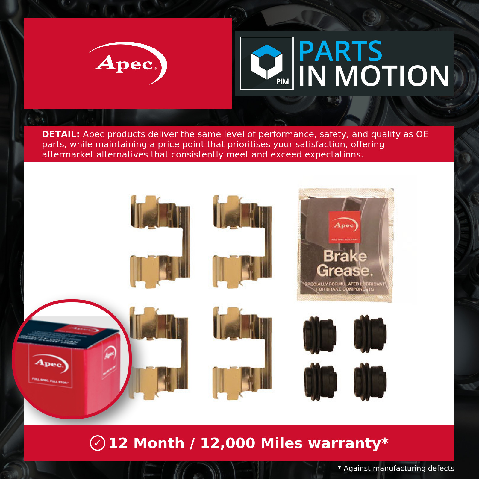 Brake Pad Fitting Kit fits OPEL ASTRA K 1.6 Rear 15 to 22 Apec Quality New