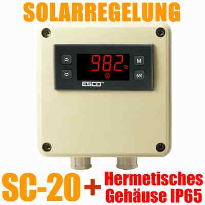 Solar Warmwasser SOLARREGELUNG GEHÄUSE TemperaturDifferenzregle r mit 2 sensoren