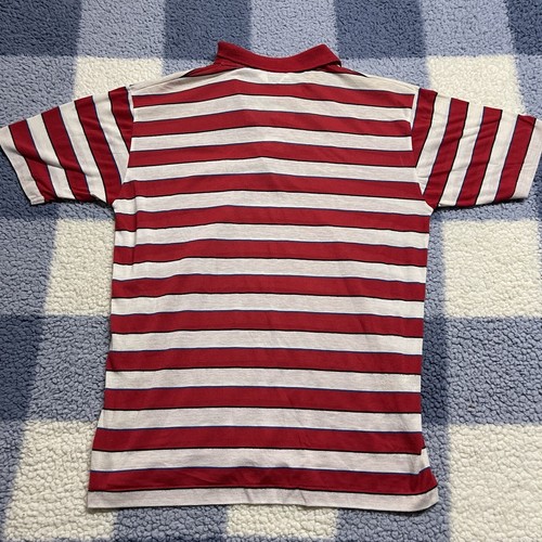VTG Main Stream Polo Shirt Red White Striped Sz M Single Stitch Made Philippines - Picture 8 of 8