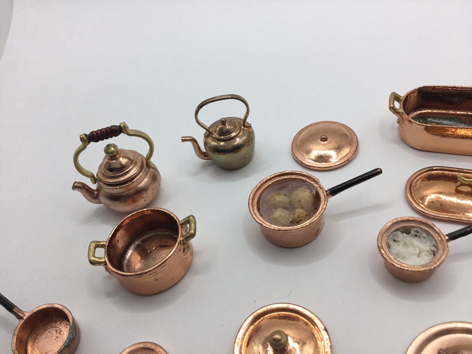 Dolls House Copper Coloured Pots And Pans eBay