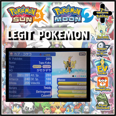 7GEN SUN MOON Legit Pokemon   not SHINY Tapu Koko HIDDEN POWER ICE Serebii POTW