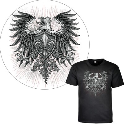 T-Shirt Gothic Adler Heraldik fleur de lis Wappentier Mittelalter *4288 schwarz