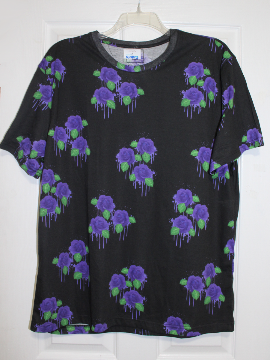 RUE 21 Womens XXL Black with Purple Roses Tee Shirt New
