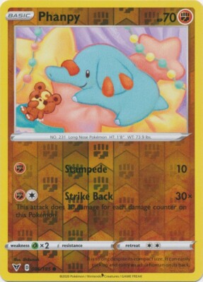 Reverse Holo Phanpy 086/185 Vivid Voltage Common Pokemon TCG