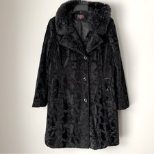 Gallery Faux Fur Button Down Black Jacket Vintage 70s Style Fur Coat Woman’s Xl