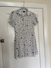Pieces women’s button front cloud dancer/flower Shirt dress petite size XS