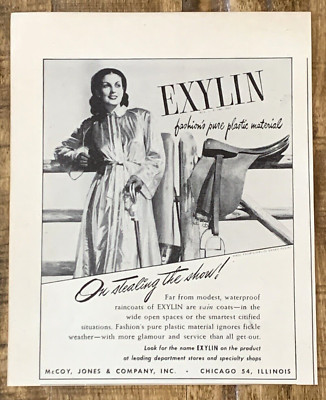 Exylin Waterproof Vain Raincoats McCoy Jones Chicago Vintage Print Ad 1947 #0549