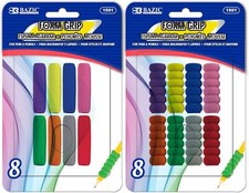 BAZIC Pencil Grip Soft Foam 1 Count Pack of 2 , Assorted Colors 8-count 