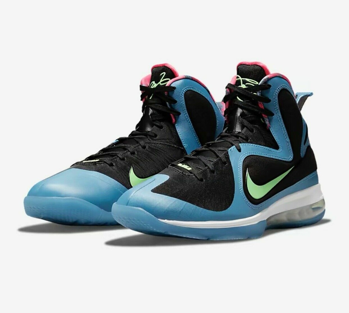 NEW Nike Lebron IX Men's Size 10.5 Black/Lime Glow-Dutch Blue