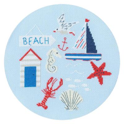 Bothy Threads Kreuzstich Set ''Strand'', Zählmuster, XJH2P, Diam. 17,5cm
