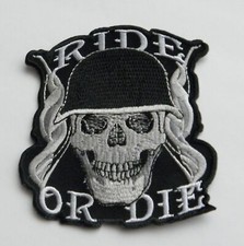 Ride or Die Biker Skull Embroidered Patch 3.5 inches