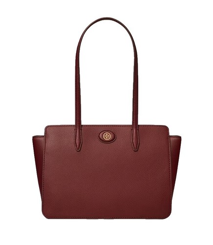 To only  Tory Burch Robinson Pebbled Tote Leather Designer Handbag Claret