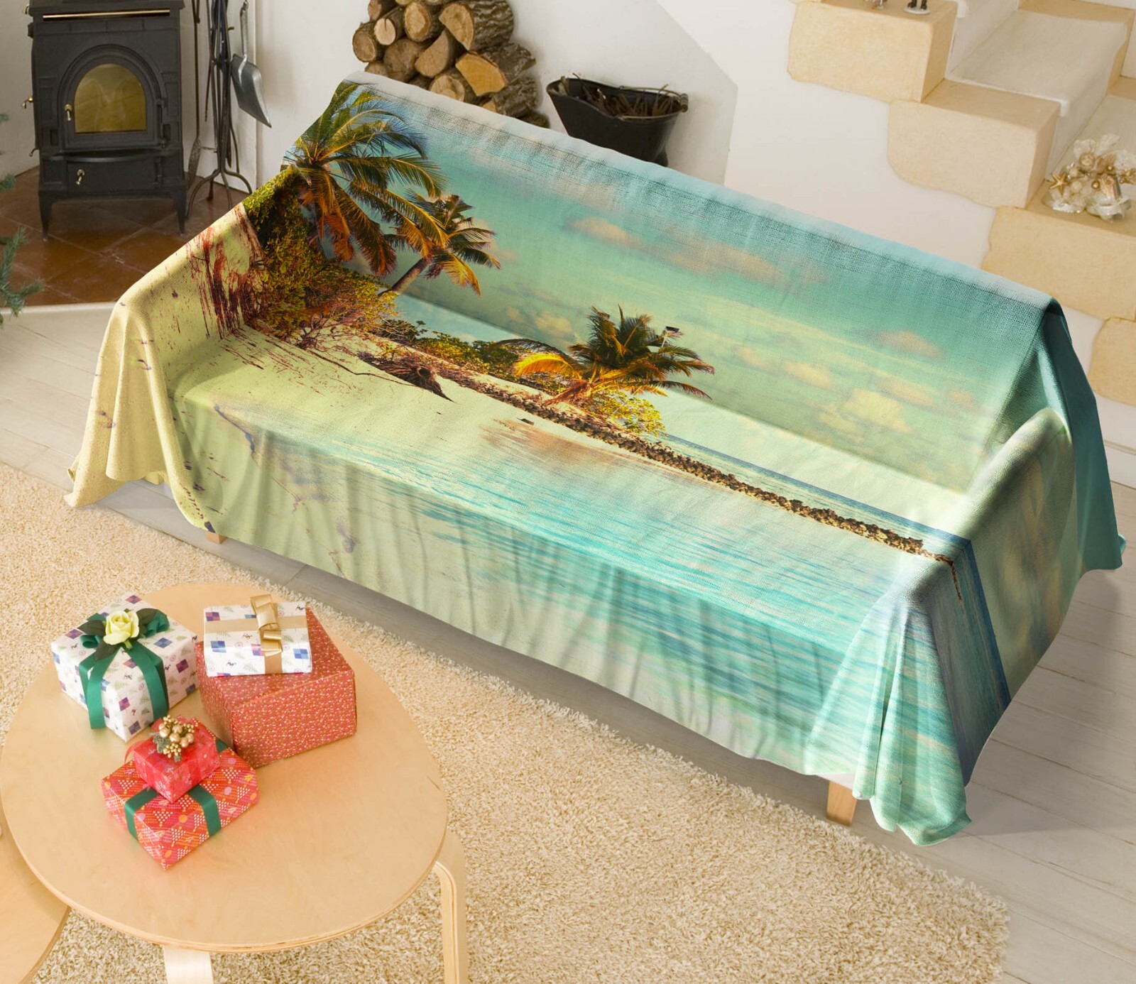 3D Coconut Tree Stretch Sofa Slipcover