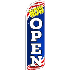 Now Open 3 ft X 11 1/2 ft Windless Swooper Flag