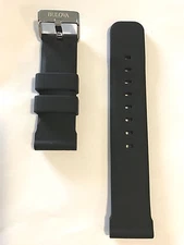 Original Bulova 24mm 98B258 / 98B277 / 98B127 Black Rubber Watch Band Strap 