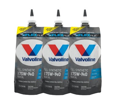 3 Quarts Flexfill Advanced SAE 75W-140 Full Synthetic Gear Oil Set 3 x 1qt