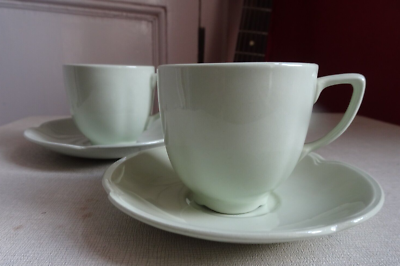 Vintage 1930s Coffee Cup & Saucer x2 Johnson Bros Green Dawn Art Deco  Design | eBay