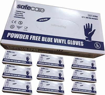 100 blaue transparente Vinyl Handschuhe groß Einweg Latex und Puderfrei