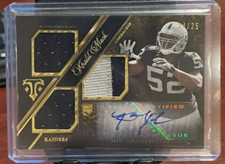 2014 Topps KHALIL MACK Triple Patch Auto Rookie Card RC #24 /25 Oakland Raiders