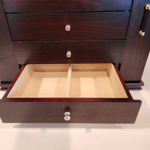 Java Finish Jewelry Box 11.38" x 13.5" x 7" Wood Lift Top w/ Mirror New - Picture 4 of 4