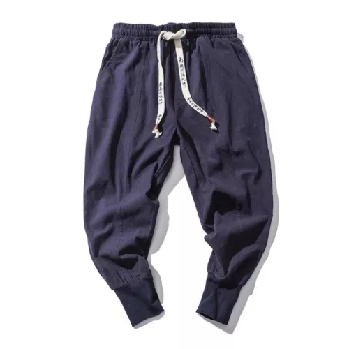 Lässige Herren Japanische Jogginghose Baumwolle Leinen Stretch Gummizug Hose Jogger - Bild 21 von 27
