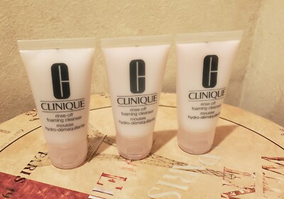 3 Tubes Clinique Rinse Off Foaming Cleanser For Normal Skin 5.1 Oz Total Travel