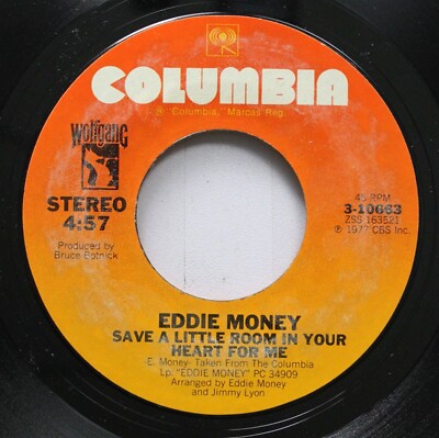 Rock 45 Eddie Money - Save A Little Room In Your Heart For Me / Baby Hold On On