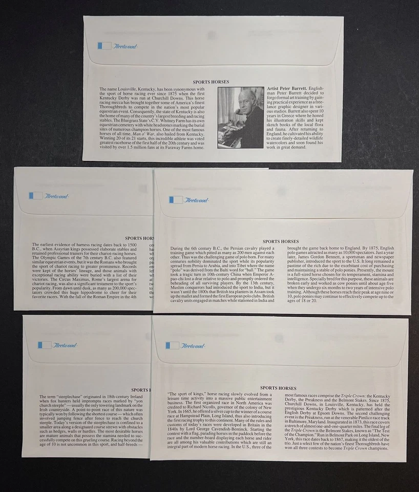 1993 Sporting Horses Sc 2756-2759a FDCs set of 5 Fleetwood premium cachet UA - Image 3 of 3