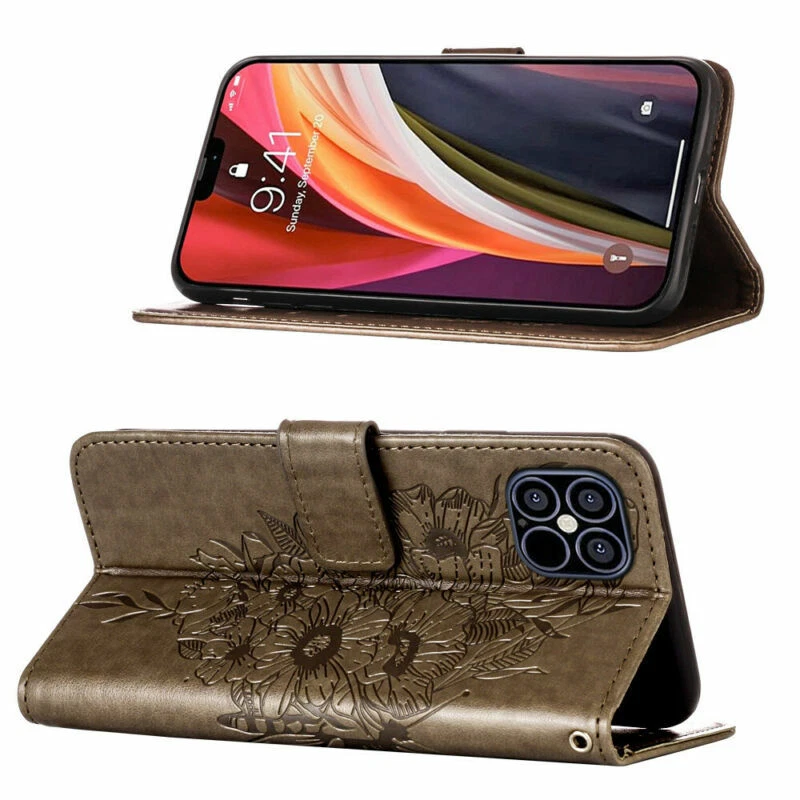 Butterfly Flip Card Wallet Phone Case For iPhone 11 12 13 Pro Max XR XS 6 7 SE - Image 4 of 4