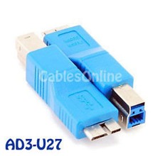 USB 3.0 Super-Speed B Male to Micro-B Male Adapter