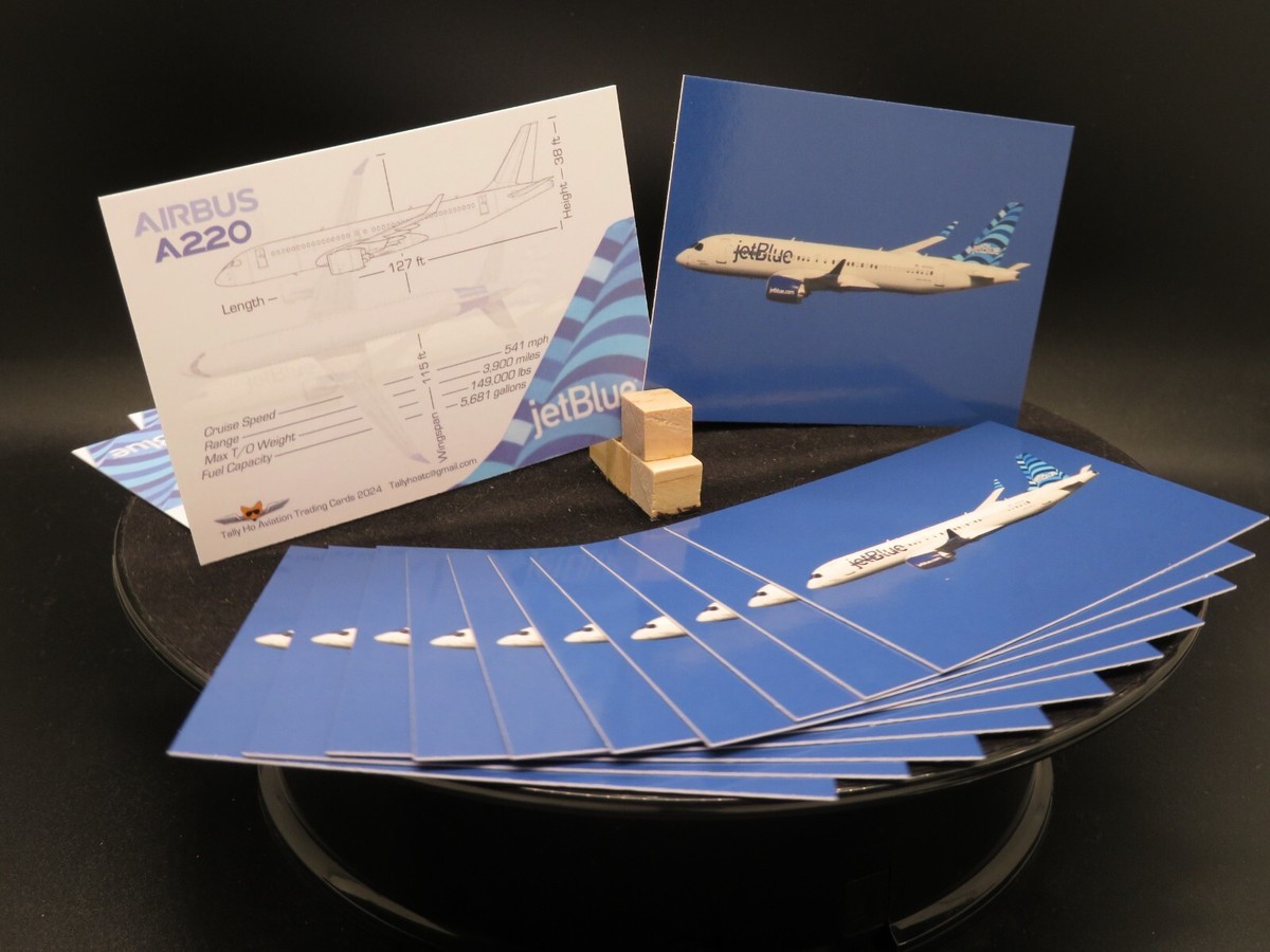 Jetblue Airways Airplane Trading Cards Airbus A220 - Set of 25 | eBay
