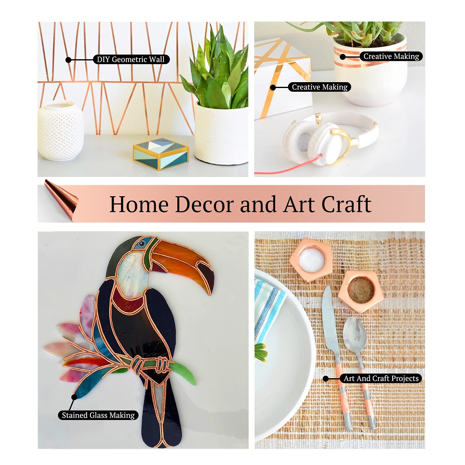 4 Pack Copper Foil Tape 6mm 1/4 inch x 66ft Double Sided Conductive Adhesive for