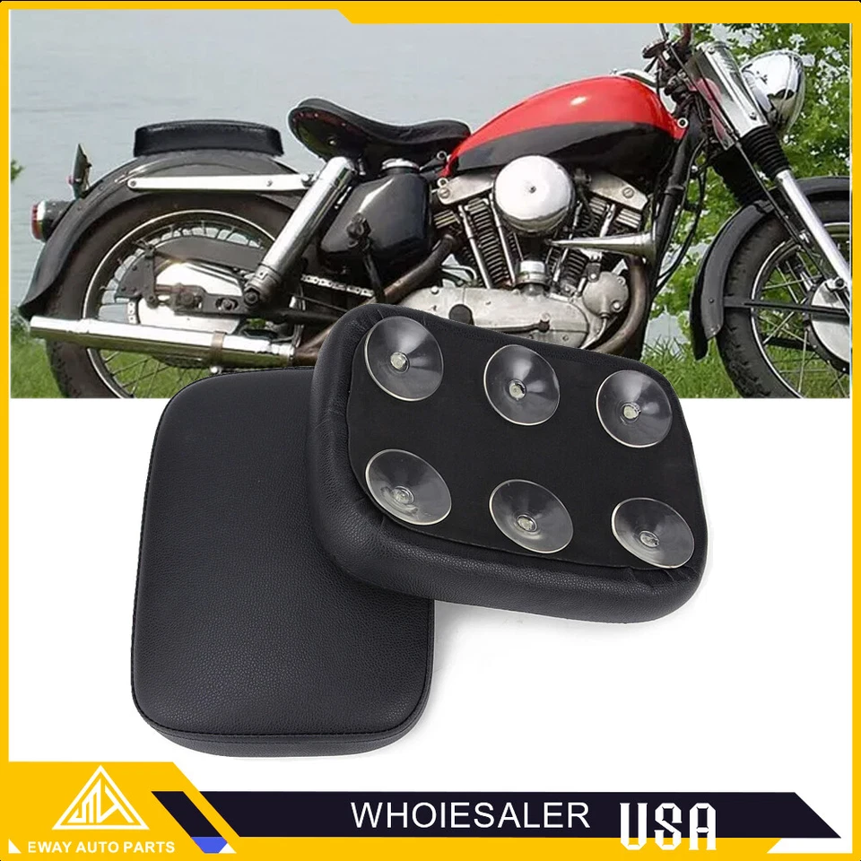 Almohadilla negra para pasajero guardabarros asiento ventosa para Harley Cruiser Sportster Foto 3 de 4