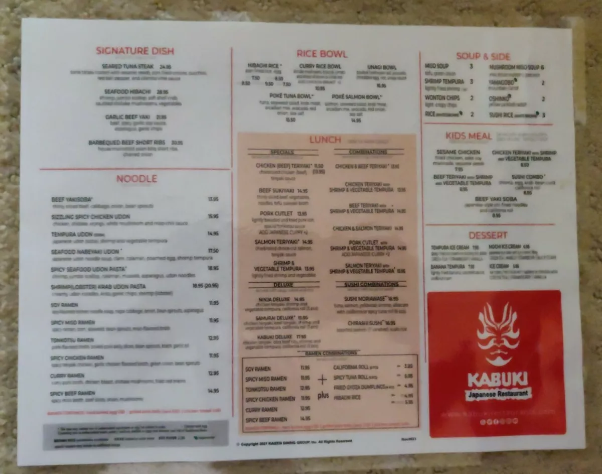 Kabuki japanese restaurant deals