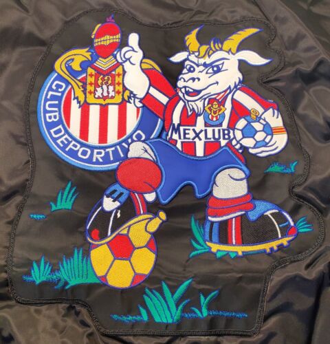 Vintage 90's CHIVAS / Club Deportivo Guadalajara Mexico Soccer Satin Jacket / LG - Afbeelding 1 van 8