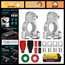 Heavy Duty Battery Terminal Connectors - Positive Negative With 4 Gauge Lugs Heavy Duty Battery Terminal Connectors - Positive Negative With 4 Gauge Lugs