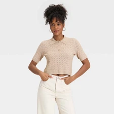 Women's Short Sleeve Collared Neck Pullover Sweater - Universal Thread
