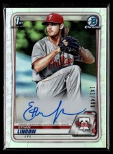 2020 BOWMAN CHROME REFRACTOR /499 1ST PROSPECT AUTO ETHAN LINDOW PHILLIES