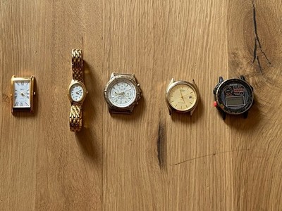 Konvolut Lot 5 Ältere Uhren Orient Citizen Mustang Usw. Defekt Sammlung