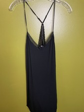Victoria's Secret Slip Dress Chemise S Lace Racerback Black Nightgown Stretch