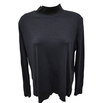 L.l. bean M REG black high neck classic long sleeve minimalist layering top +