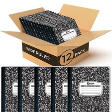 12 Pack Composition Notebook Wide Ruled Bulk, 200 Pages 100 Sheets, 9-3/4 x 7...