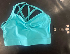 lumi collective Sports Bra Youth Large Blue Strappy Crossback Wireless