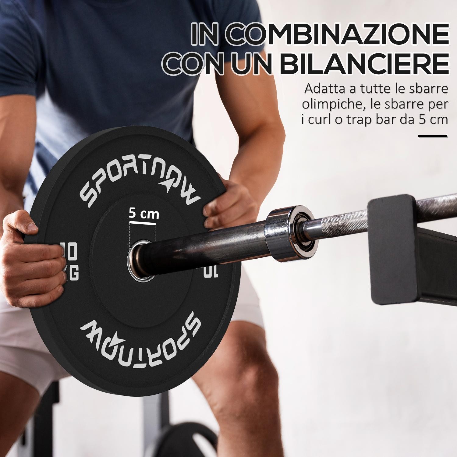 Set 2 Dischi Pesi da 10kg con Foro da 2"/5 cm Manubri e Bilancieri Nero DecHome foto 5